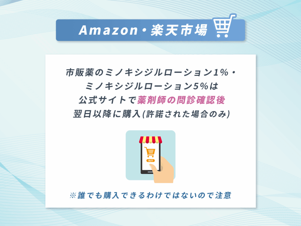 Amazonや楽天市場でミノキシジル濃度5％以下の外用薬は購入できる