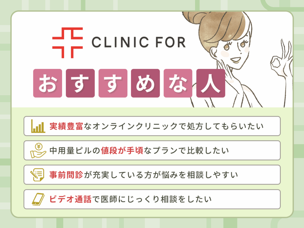クリニックフォアの中用量ピル処方がおすすめな人