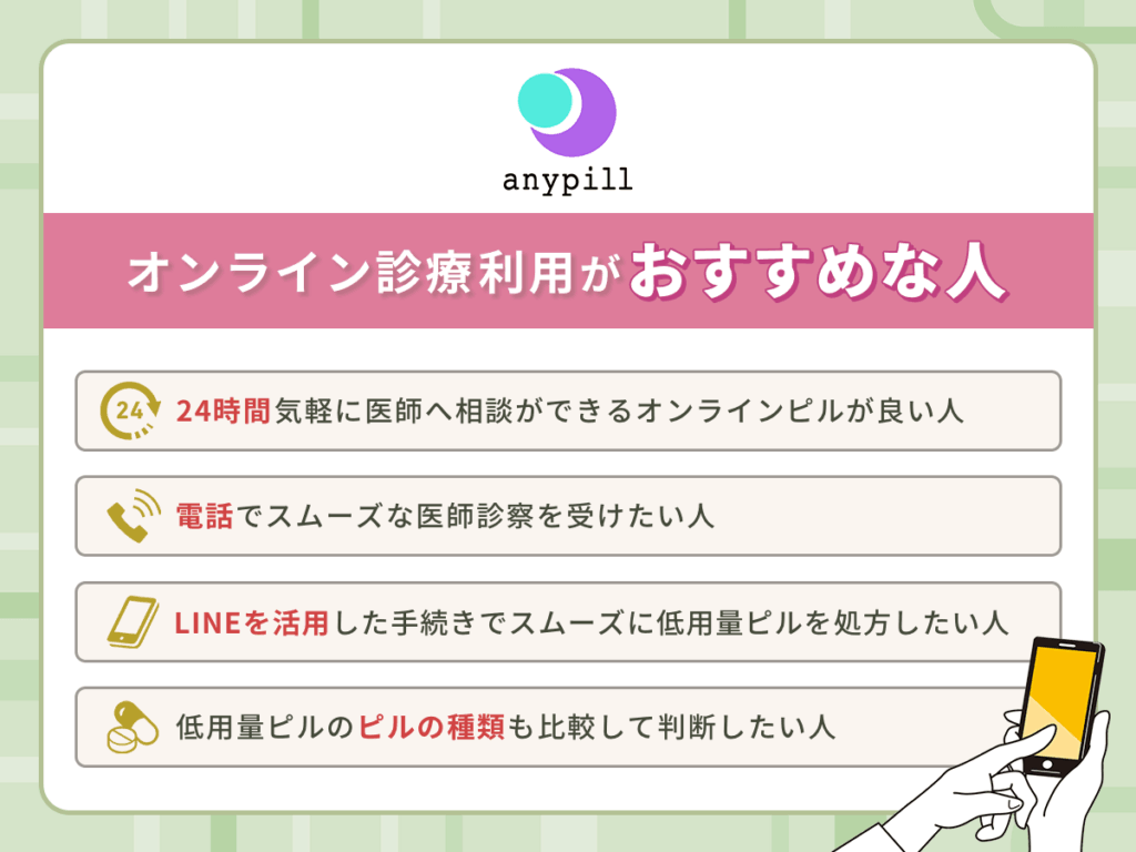 エニピルのオンラインピル利用で低用量ピル処方がおすすめな人