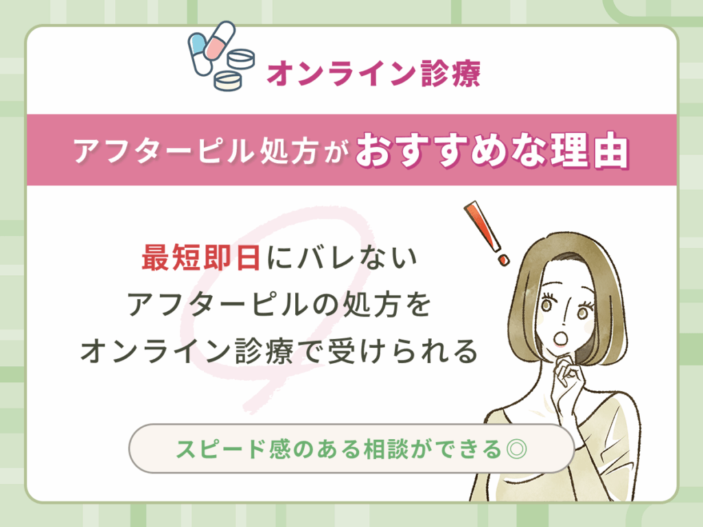 最短即日にバレないアフターピルの処方をオンライン診療で受けられる